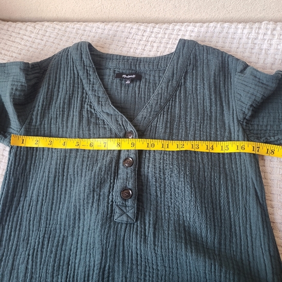 Madewell Lightspun Evert Top Green Button-Up Top Women's Size XS - Picture 6 of 10